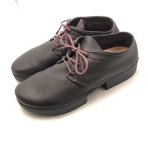 Trippen Women Dark Plum lace-up Platform shoes, like new, soft, matte leather